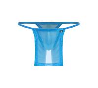 Kaerm Mens Sheer Mesh Fundoshi Underwear See Through Low Rise T-back Thongs Underpants Loincloth Light Blue M
