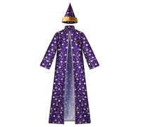 Kaerm Unisex Adult Witch Costume Magician Role Play Outfits Open Front Robe with Hats Sets Purple M