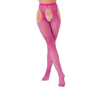 Kaerm Women Fishnet Tights Stockings Mid Waist Hollow Out Suspender Pantyhose Sheer Hold Up Stockings Leggings Hot Pink One Size