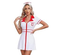 Kaerm Women's Sexy Nurse Cosplay Dress Naughty Lingerie Doctor Nurse Uniforms Costume Outfits White 4XL