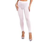 Kaerm Women's Stretchy Sheer Skinny Leggings Solid Color Ice Silk Tight Yoga Pants Sportwear White M
