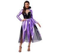Kaerm Women's Wicked Witch Costume Mermaid Octopus Role Play Fancy Dress Contrast Color Dress Lavender L