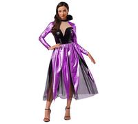 Kaerm Women's Wicked Witch Costume Mermaid Octopus Role Play Fancy Dress Contrast Color Dress Purple XXL