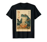 Kaeru Ramen Feast Scrolling Phone Ukiyo-e Style Scene T-Shirt