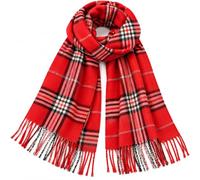 kaervios Tartan Scarf, Red Scarf, Womens Scarf with Classic Check Pattern and Fringed Ends for Autumn, Winter and Everyday Outfits