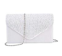 Kaever Women's All Seasons Satin Evening Bag Crystal/Rhinestone for Wedding/Evening/Formal Party, white, 21 x 13 x 5 cm, Casual