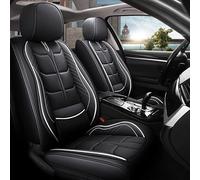 KAEW Car Seat Covers for MG HS 2018 2019 2020 2021 2022 2023 2024 2025, Waterproof Leather Complete Seats Protector Cushions Accessories Front Seats Rear Seat,Black-White