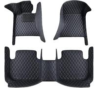 KAEW Leather Car Floor Mats for SKODA Enyaq 2020 2021 2022 2023 2024 2025 (RHD), Waterproof Floor Mat Front Rear Row Carpet Protection Liners Car Floor Matts Accessories,A-Black