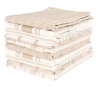 KAF Home Assorted Flat Kitchen Towels | 100% Cotton - 18 x 28 inches | Ultra Absorbent Soft Dish Towels | Perfect for Cooking, Cleaning, and Drying Hands (Beige, 10 Pack)