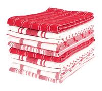 KAF Home Assorted Flat Kitchen Towels - Set of 10, 18 x 28 Inch (Red)