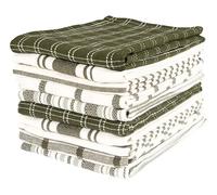 KAF Home Assorted Flat Kitchen Towels | Set of 10 Dish Towels, 100% Cotton - 18 x 28 inches | Ultra Absorbent Soft Kitchen Tea Towels | Perfect for Cooking, Cleaning, and Drying Hands (Olive)