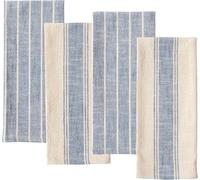 KAF Home Cotton Kitchen Towels - Set Of 4 Rustic Tea Towels - Multi-Purpose Absorbent Cleaning & Dish Cloth (Navy)