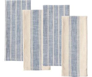 KAF Home Cotton Kitchen Towels - Set Of 4 Rustic Tea Towels - Multi-Purpose Absorbent Cleaning & Dish Cloth (Navy)