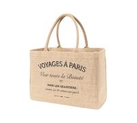 KAF Home Jute Market Tote Handles Reusable Grocery Bag, Voyages