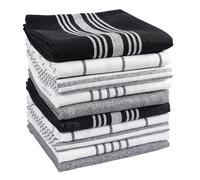 KAF Home Kitchen Towels Bulk - Multipurpose Microfiber Drying Cotton Towel & Absorbent Thick Tea Kitchen Cloth Pack of 10 (Black)