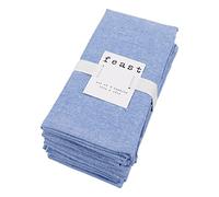 KAF Home Overbrook Chambray Napkins - Set of 8 Cotton Linen Dinner Napkins - Durable, Reusable & Washable Cloth Table Napkins - Ideal For Casual, Any Occasions Or Everyday Use(Blue, 18x18)