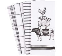 KAF Home Pantry Dish Cloth - Set of 4 Absorbent Cotton & Tea Towels for Cleaning & Kitchen Accessories (Stacked Farm Animals)