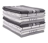 KAF Home Soho Kitchen Dish Towel Set of 10 | 18 x 28 Inch Tea Towels | Soft and Absorbent Mixed Set of Flat Towels (Charcoal)