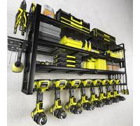 KAFAHOM Power Tool Organizer-8 Drill Holder Wall Mount，Tool Organizer and Storage rack for Garage Organization， Heavy Duty Metal Tool Shelf with Air tool/Screwdriver/Hammer/Plier Holder