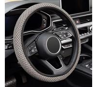 KAFEEK 15 Inch Breathable Ice Silk Car Steering Wheel Cover, Grey