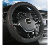KAFEEK D Shape Steering Wheel Cover, Universal 15 inch, Microfiber Leather Viscose, Breathable, Anti-Slip,Warm in Winter and Cool in Summer, Black