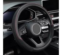 KAFEEK Steering Wheel Cover, Universal 15 inch, Microfiber Leather Viscose, Breathable, Anti-Slip,Warm in Winter and Cool in Summer, Black