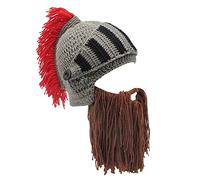 Kafeimali Original Barbarian Knight Knit Beard Hat Beanie Halloween Knit Caps - Grey -