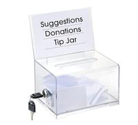KAFENDA Acrylic Donation Ballot Box with Lock - Secure Suggestion Box Perfect for Business Cards (6.25" x 4.5" x 4")
