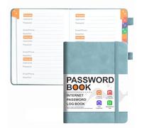 KAFENDA Password Book with Alphabetical Tabs, Address Book for Website Logins, Pocket Size 6.1" x 4.9", PU Leather Hardcover (Sage Blue)