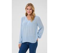 Kaffe Amber Long Sleeve V-Neck Blouse Plain In Blue Blue 12