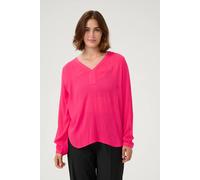 Kaffe Amber Long Sleeve V-Neck Blouse Plain In Red Red 8