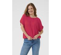 Kaffe Amber Round Neck Short Sleeve Blouse In Red Red 14