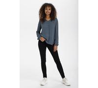 Kaffe Amber V-Neck Long Sleeve Blouse In Dark Blue Dark Blue 12