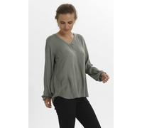 Kaffe Amber V-Neck Long Sleeve Blouse In Grey Grey 8