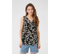 Kaffe Amber V-Neck Printed Sleeveless Top In Black Black 10