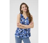 Kaffe Amber V-Neck Printed Sleeveless Top In Mid Blue Mid Blue 10