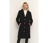 KAFFE Women's Coat Single Breasted Notch Lapel Knee Length Regular Fit, Black Deep, 8