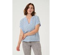 Kaffe Ano Short Sleeve Notch Neck Blouse In Blue Blue 8