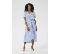 Kaffe Beathe Buttons V-Neck Belted Maxi Dress In Baby Blue Baby Blue 16