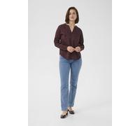 Kaffe Beathe Notch Neck Long Sleeve Blouse In Burgundy Burgundy 12