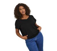 Kaffe Curve Plus-Size Women's T-Shirt V-Neck Short Sleeves Relaxed Fit, Black Deep, S Big