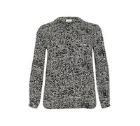 Kaffe Curve Women's Plus Size Blouse Round Neck Buttons Long Sleeves Regular Fit, Black/Turtledove Graphic Dot, 16