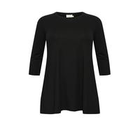 Kaffe Curve Women's Plus-Size T-Shirt A-line Silhouette Round Neck 3/4 Sleeves Tunic, Black Deep, XL Big