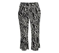 Kaffe Curve Women's Plus-Size Women's Casual Pants Elastic Waist Printed Straight Legs Pants, Black/Antique Zebra Print,