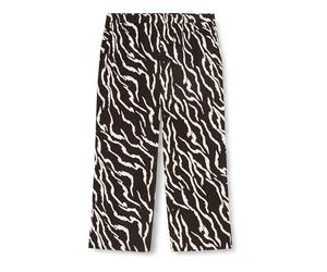 Kaffe Curve Women's Plus-Size Women's Casual Pants Elastic Waist Printed Straight Legs Pants, Black/Antique Zebra Print,