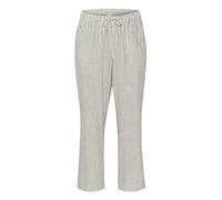 Kaffe Curve Women's Plus-Size Women's Pants Cropped Length Casual Fit Elastic Waist Pants, Chalk/Black Stripe,