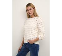 Kaffe Elena Lace Knit Pullover In Off White Off White