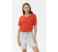Kaffe Frida V-Neck Short Sleeve T-Shirt In Scarlet Scarlet L