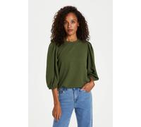 Kaffe Janna 3/4 Sleeve Textured Blouse Plain In Green Green XS