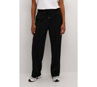 Kaffe Women's Pants Elastic Drawstring Wide Legs Full-Length Midrise Waist, Black Deep, L